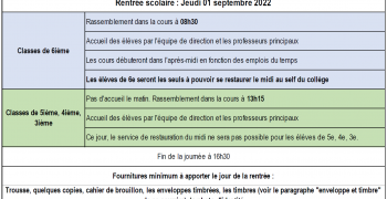 Rentrée 2022