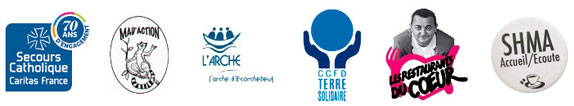 Secours Catholique, Mad’Action, Arche d’Ecorchebeuf, CCFD Terre solidaire, Restaurant du coeur, SHMA.