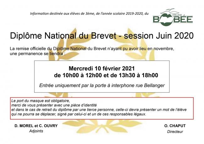 Remise Des Diplomes Du Brevet De La Session De Juin College Prive Bobee