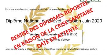 Report de la remise des diplômes - Brevet