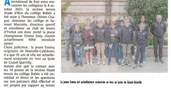 Emma Jouy - Rencontre avec la section Tennis