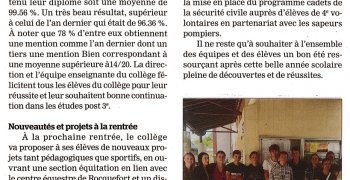 Au rythme du brevet des collèges et projets de rentrée 2022