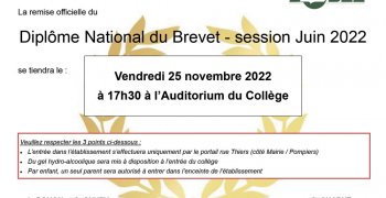 Remise officielle du Diplôme National du Brevet