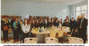 Geste de solidarité pour les classes de sixième du collège Bobée