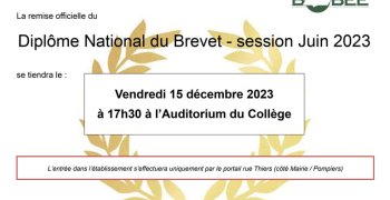 Remise des diplômes du brevet session juin 2023