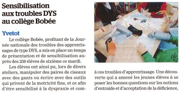 Sensibilisation aux troubles DYS - Collège Bobée