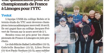 Une qualification pour les championnats de France à Limoges pour YTC