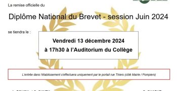 Remise officielle du Diplôme National du Brevet
